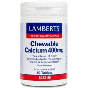 Comprimidos mastigáveis ​​de cálcio 400 mg 60 comprimidos Lamberts