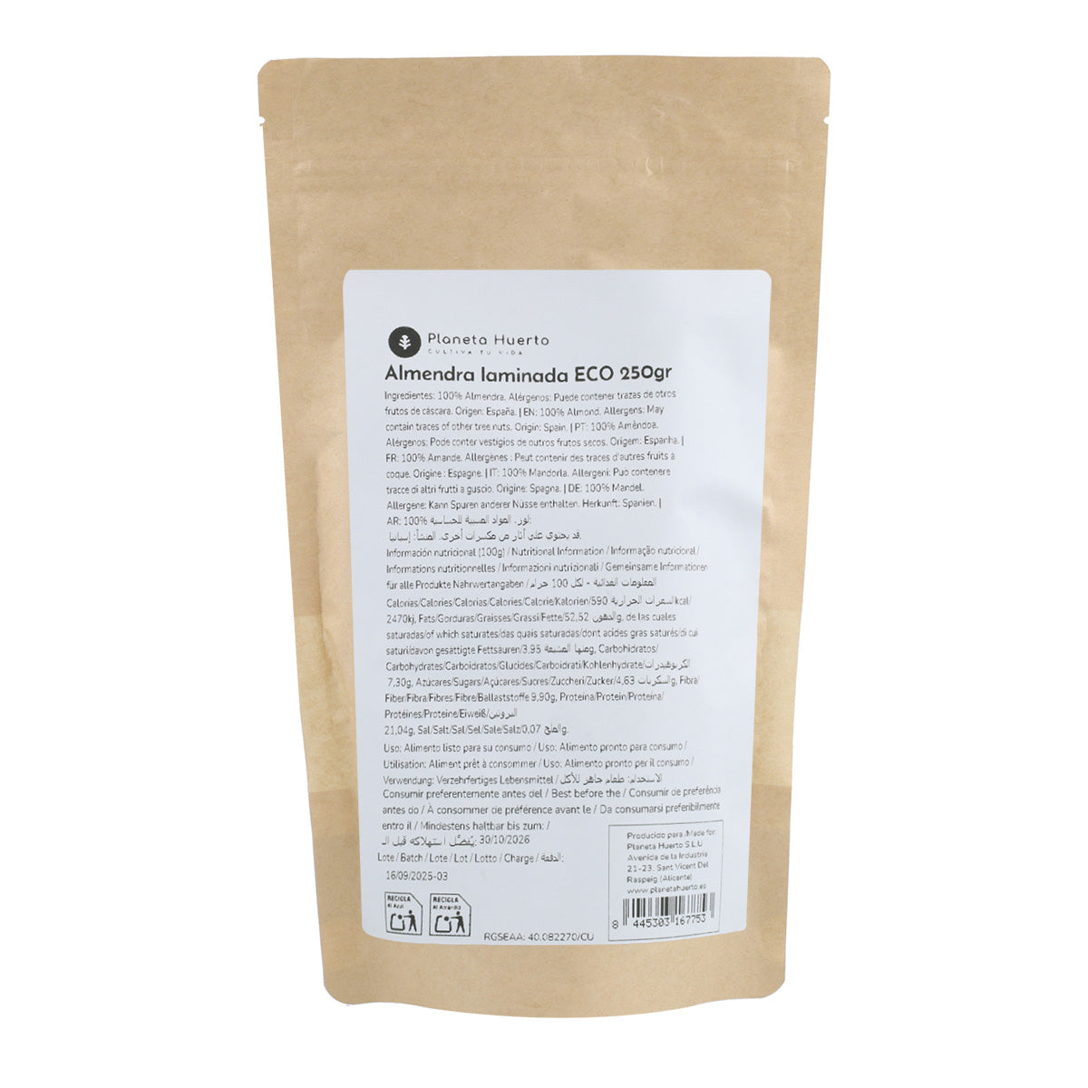 ECO Planeta Huerto Amêndoas laminadas 250 g