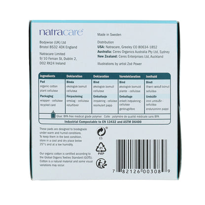 Absorventes Natracare Super Organic com Aladas, 12 unidades