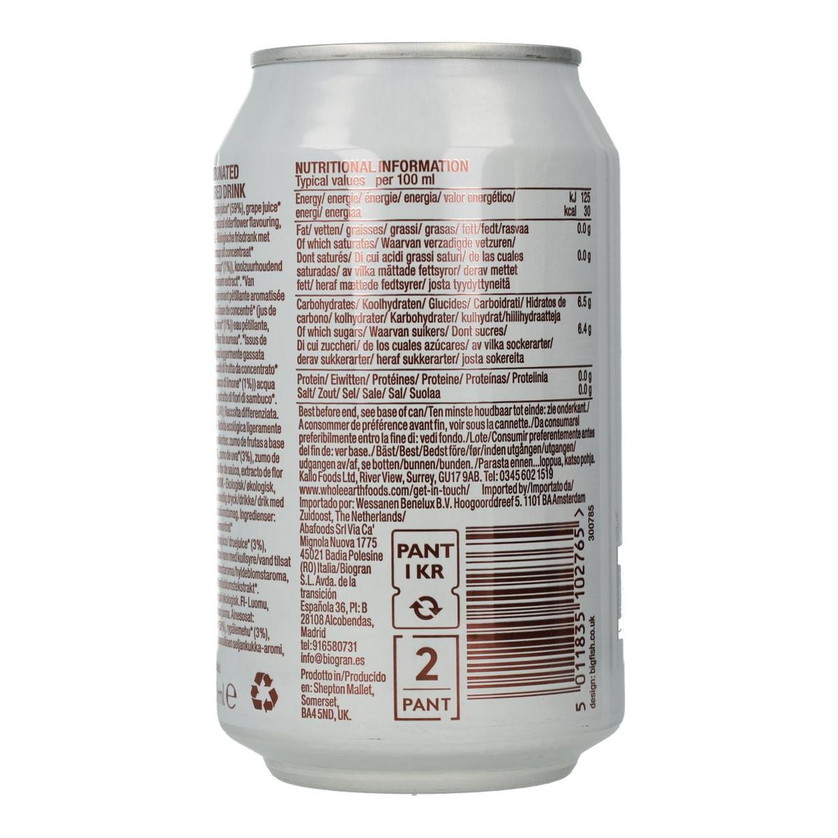 Embalagem de 6 refrigerantes Bio Sauco, 330 ml. Whole Earth