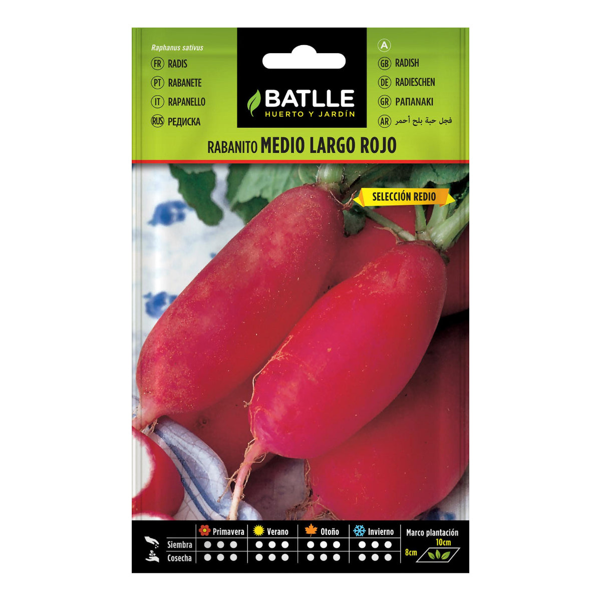 Sementes de rabanete vermelho médio Batlle