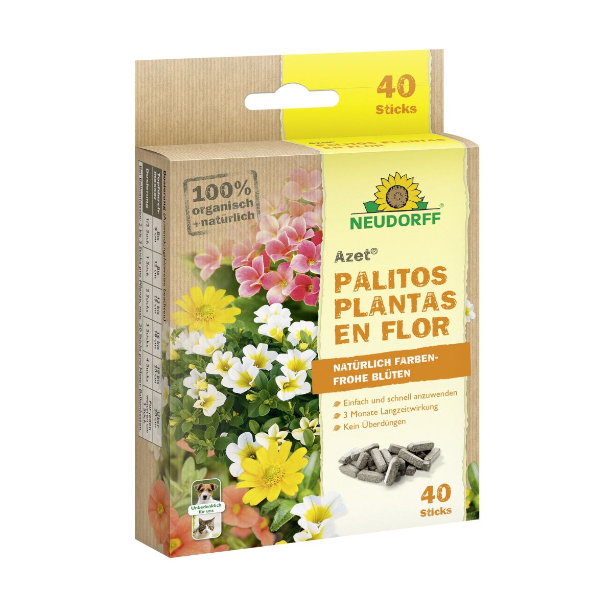 Azet Fertilizante em Bastão para plantas floridas Neudorff 40 unid.