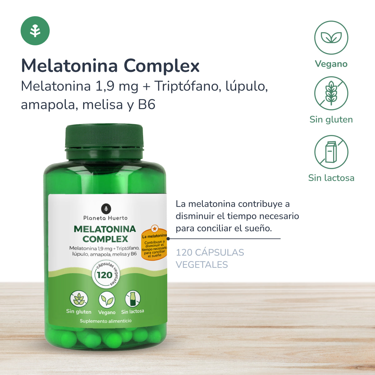 Complexo de melatonina Planeta Huerto 120 cápsulas