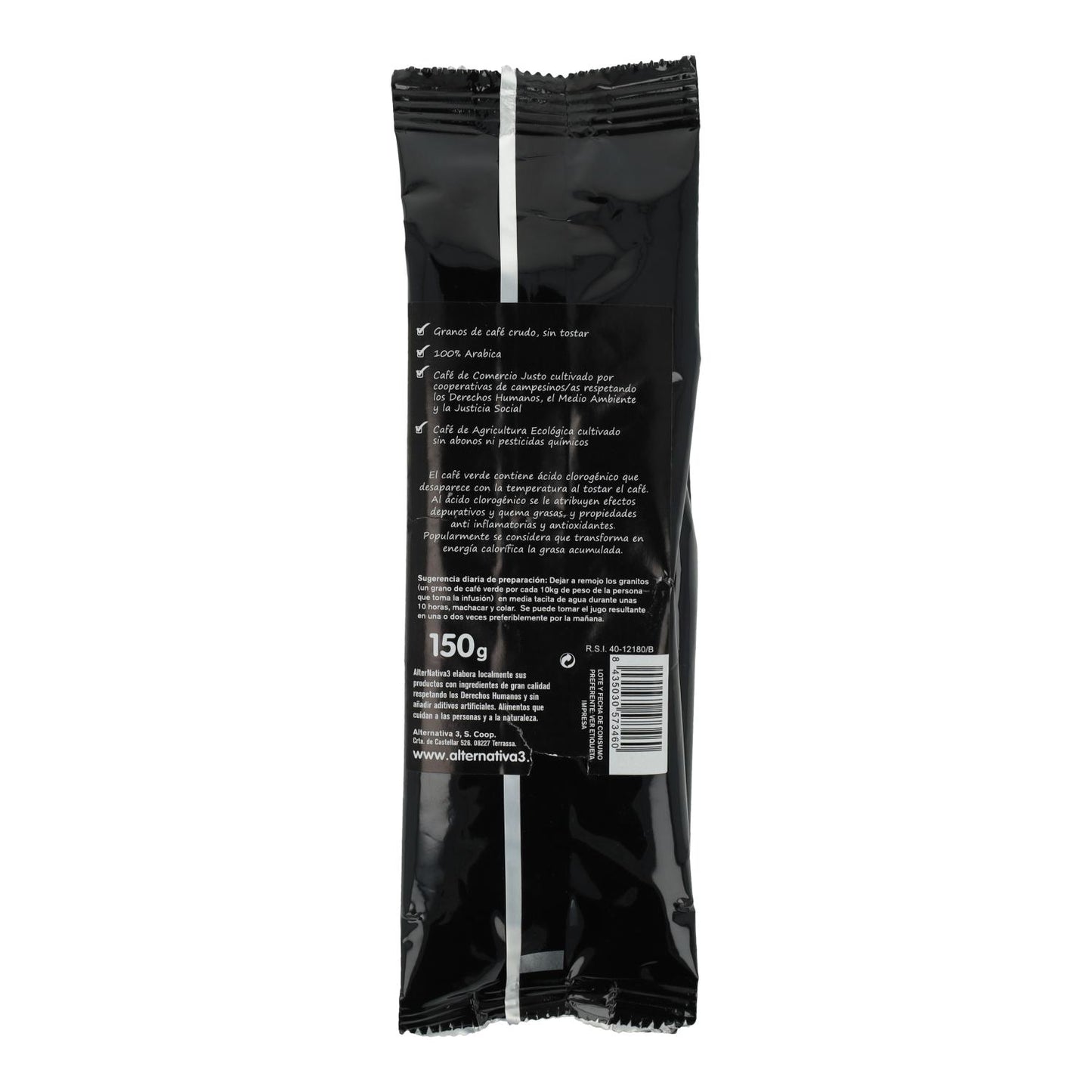Alternativa ao café verde biológico em grão 150 g