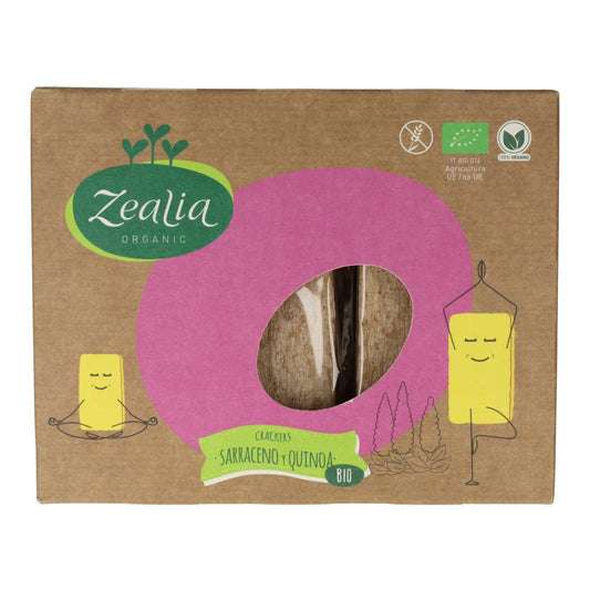 Bolachas de trigo sarraceno e quinoa biológica sem glúten Zealia 120 gr