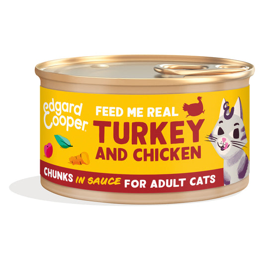 Edgard &amp; Cooper Ração Húmida para Gatos com Molho de Peru e Pedaços de Frango 85g