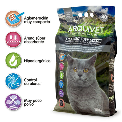 Classic Cat Litter Arquivet 10 kg Aglomerado de Bentonite