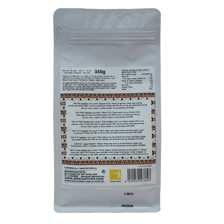 Alternativa ao Cacau Biológico Puro Premium 350 g