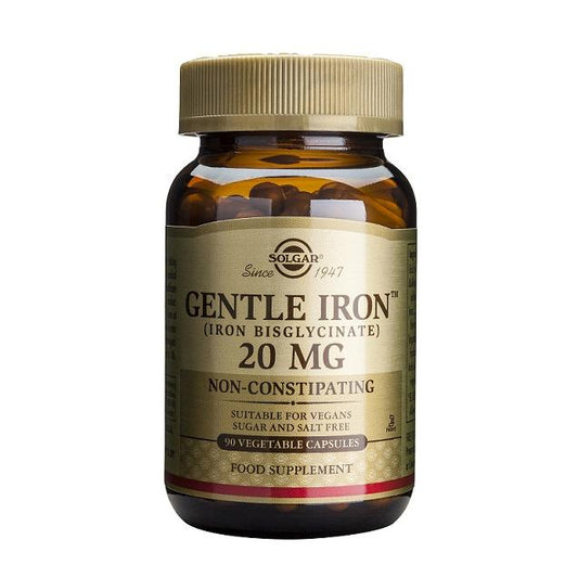 Cápsulas vegetais de bisglicinato de ferro Gentle Iron® Solgar 180 comprimidos