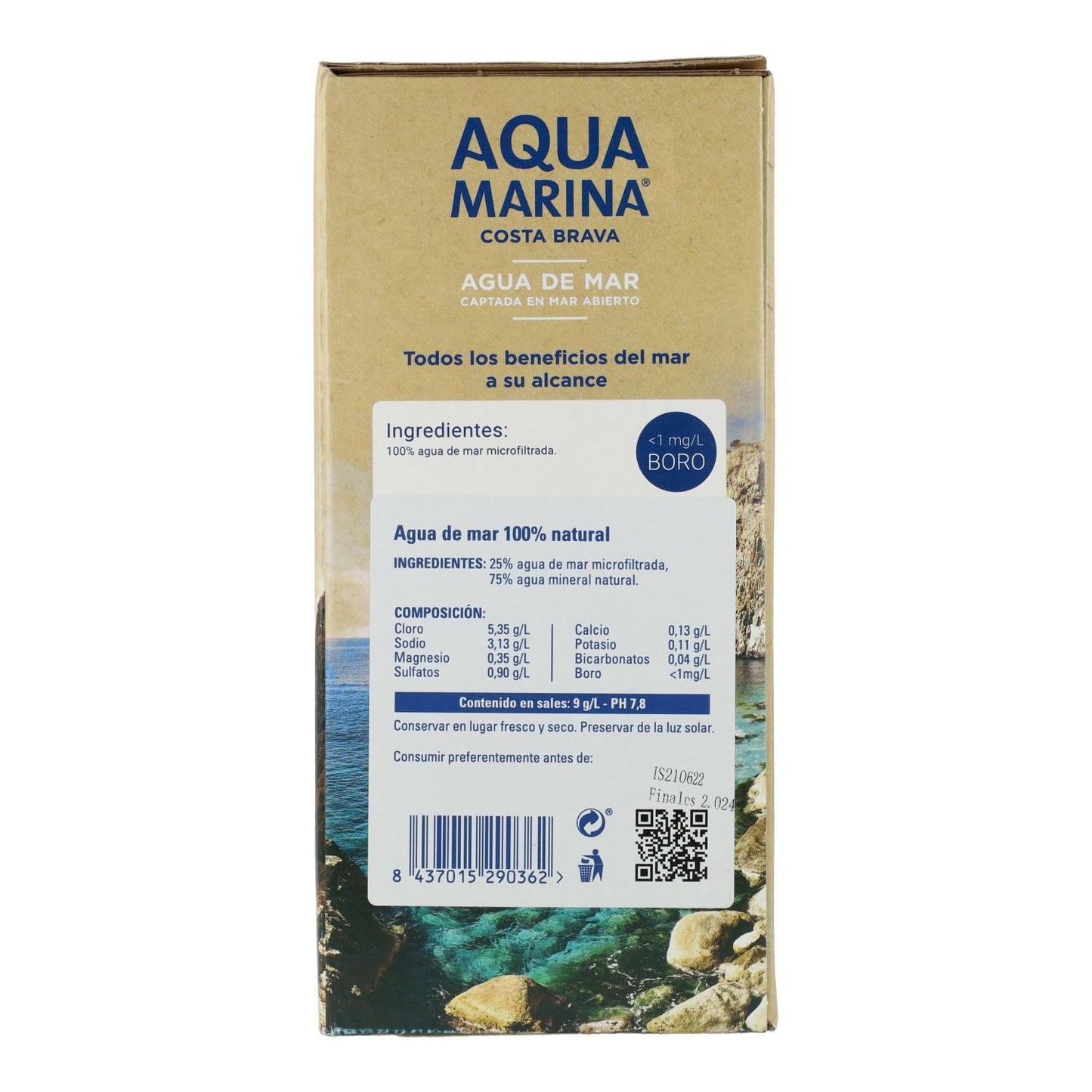 Água do mar isotónica B&amp;B Aquamarina 3 L.