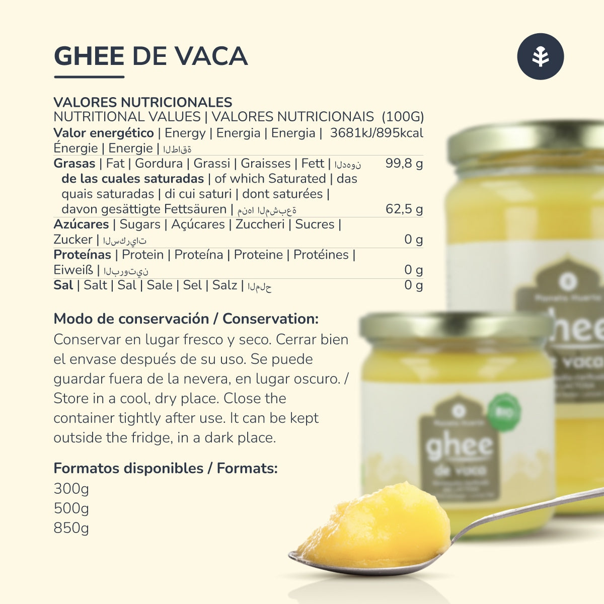 Manteiga clarificada Ghee ECO Planeta Huerto 300 g