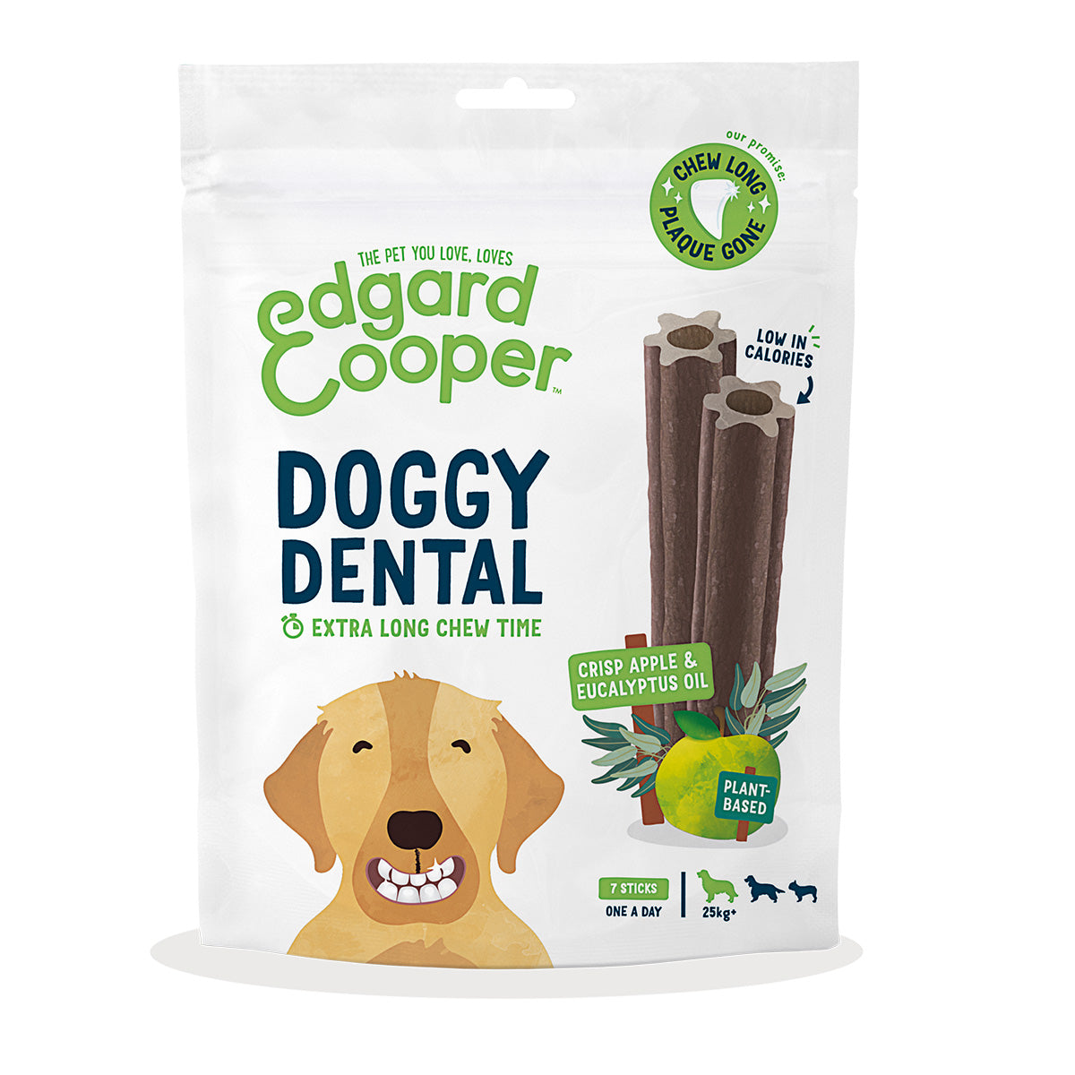 Doggy Dentário para cães grandes Maçã e Eucalipto Edgard Cooper 7 palitos