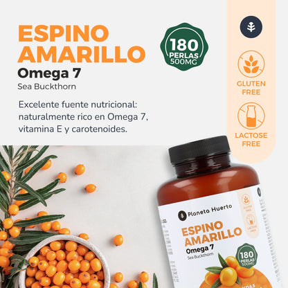 Ómega 7 Espinheiro Marítimo Planeta Huerto 180 Pérolas