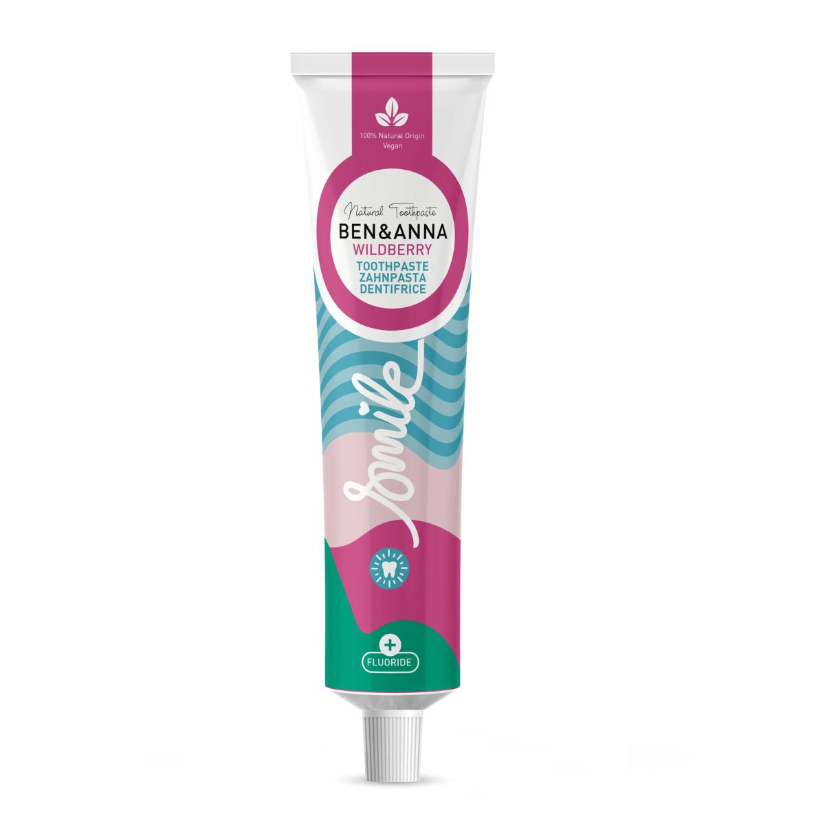 Ben &amp; Anna Pasta de dentes com flúor Wildberry tubo de 75ml