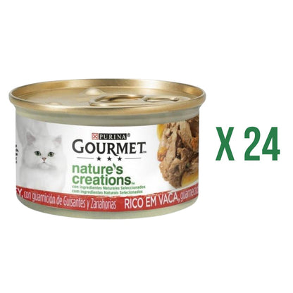 Embalagem de 24 mini filetes GOURMET Nature's Creations ricos em carne de bovino 85 g