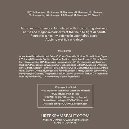 Embalagem de 2 Champôs Anticaspa Urtekram Urtiga 500 ml