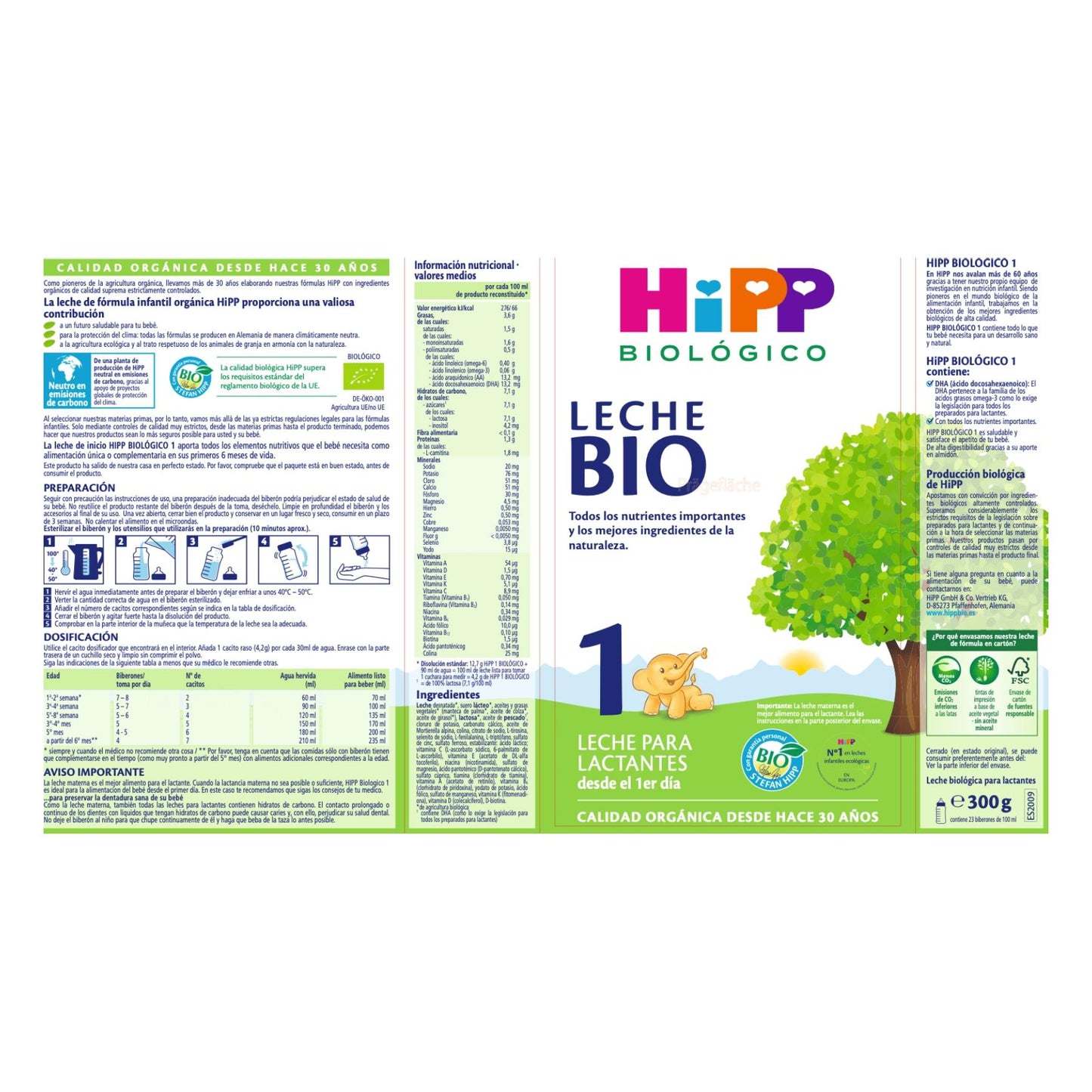 Embalagem x 2 Leite inicial 1 bio 0-6 meses HiPP 300 g