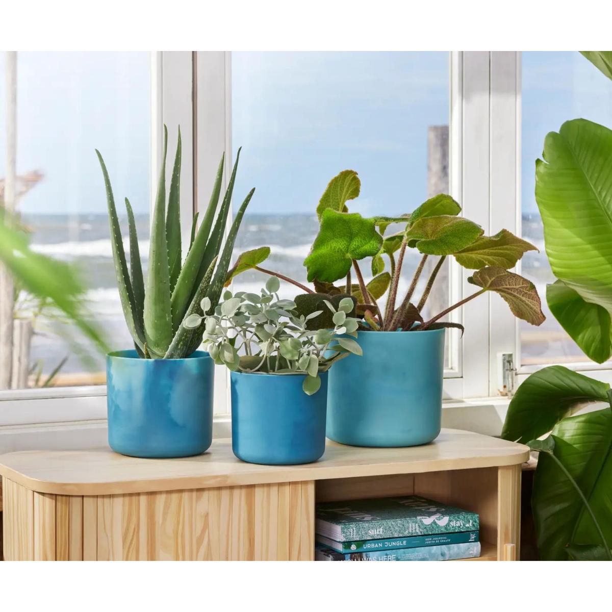 Vaso redondo reciclado Elho Ocean Azul Atlântico 22 cm
