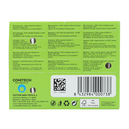 Cotonetes e palitos de papel Masmi ECO, 200 unidades