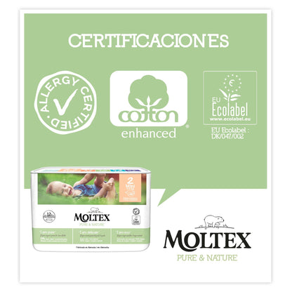 Pacote de poupança fraldas T2 (3-6 kg) Moltex Pure &amp; Nature, 144 unidades