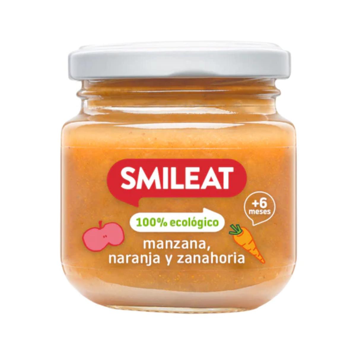 Smileat Maçã, Laranja e Cenoura Biológica Pote +6 Meses 130 g