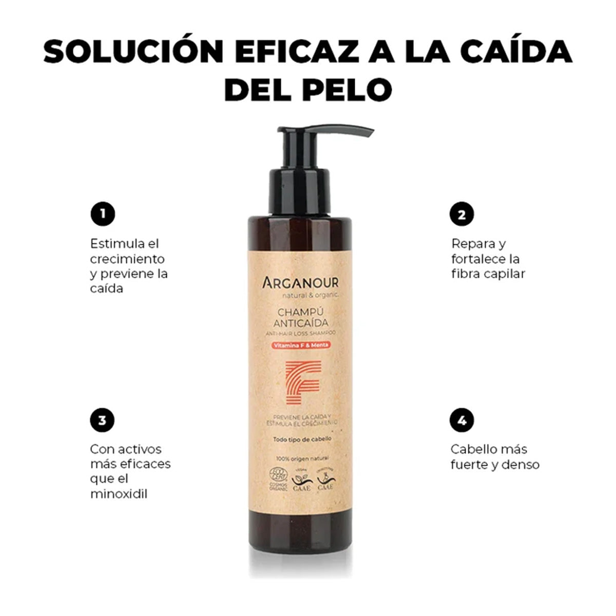Champô antiqueda sem sulfatos, Arganour, 200ml
