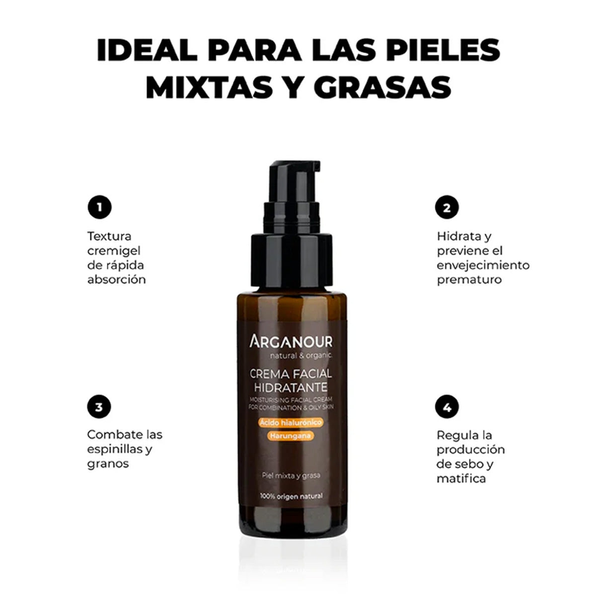 Creme facial Arganour para pele mista/oleosa 50ml