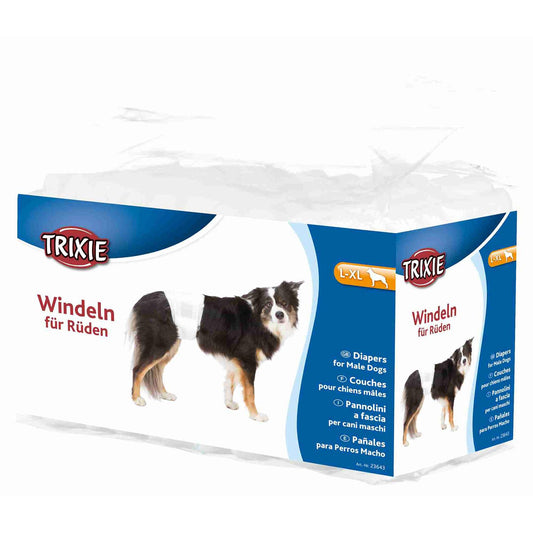 Fraldas Trixie para cães machos, tamanho L-XL, 60-80 cm