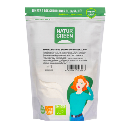 Embalagem de 2 Farinhas de Trigo Sarraceno Integral Biológicas Sem Glúten NaturGreen 500 gr