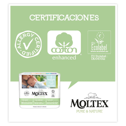 Pack poupança Fraldas T1 (2-5kg) Moltex Pure &amp; Nature, 88 unidades