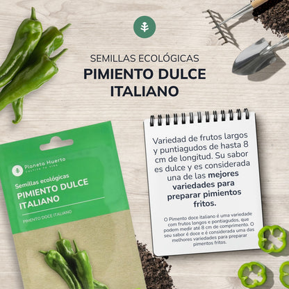 Sementes orgânicas de pimento doce italiano da Planeta Huerto