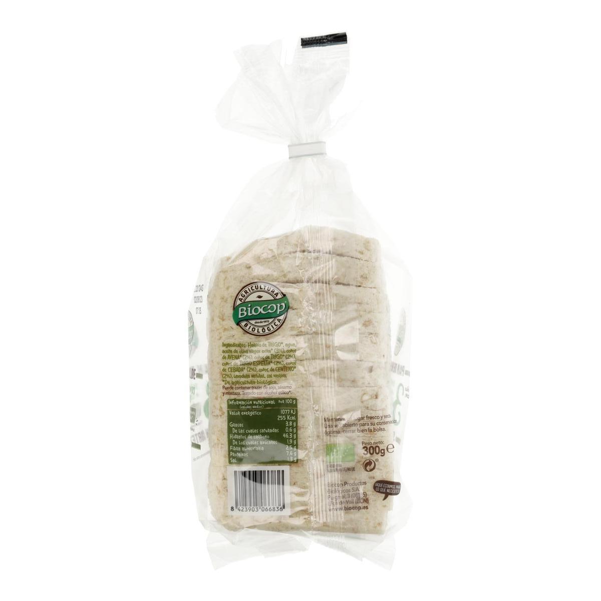 Pão sem crosta de flocos de cereais Biocop 300 g