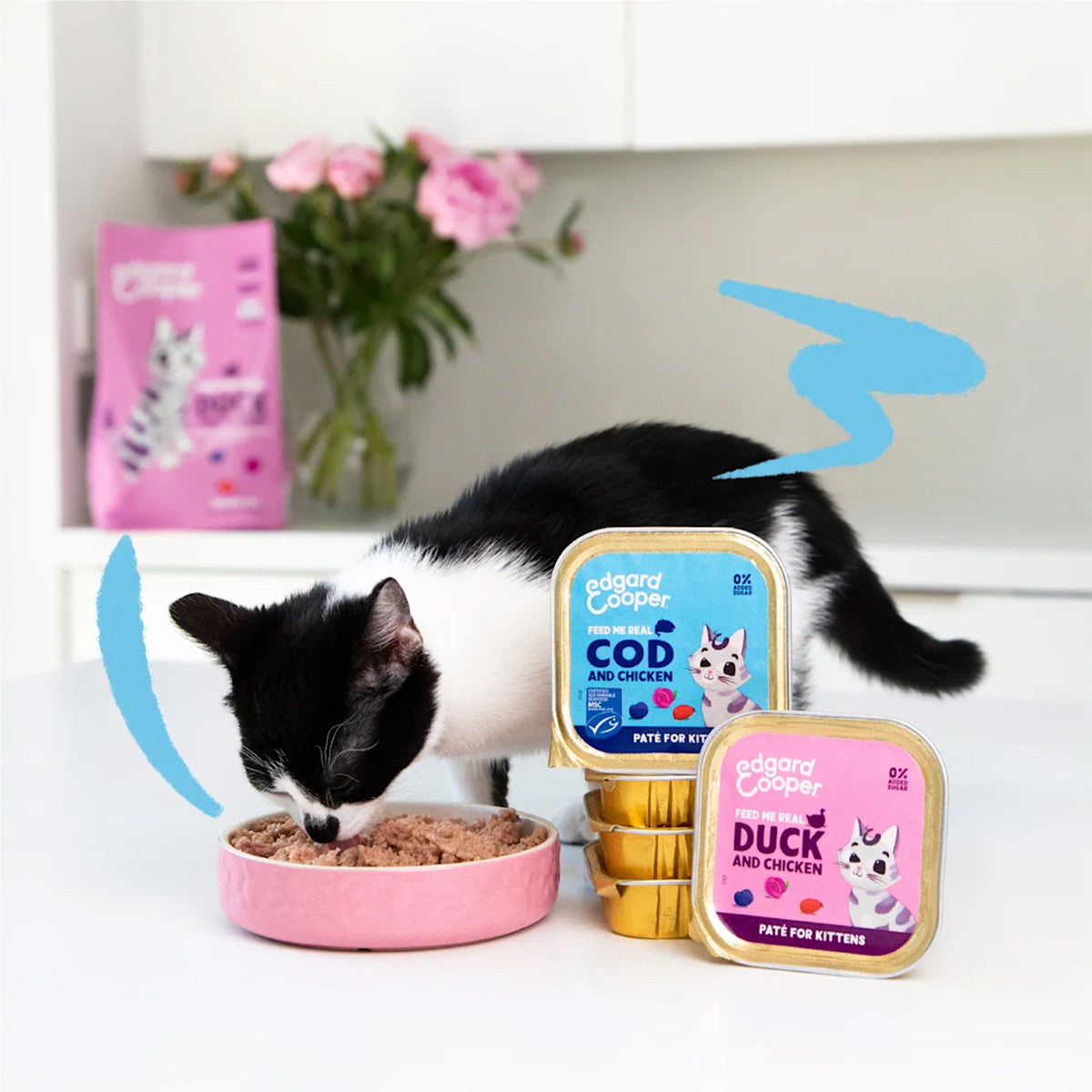 Ração húmida para gatos Pate Kitten Tub Pato e Frango Edgard &amp; Cooper 85 g