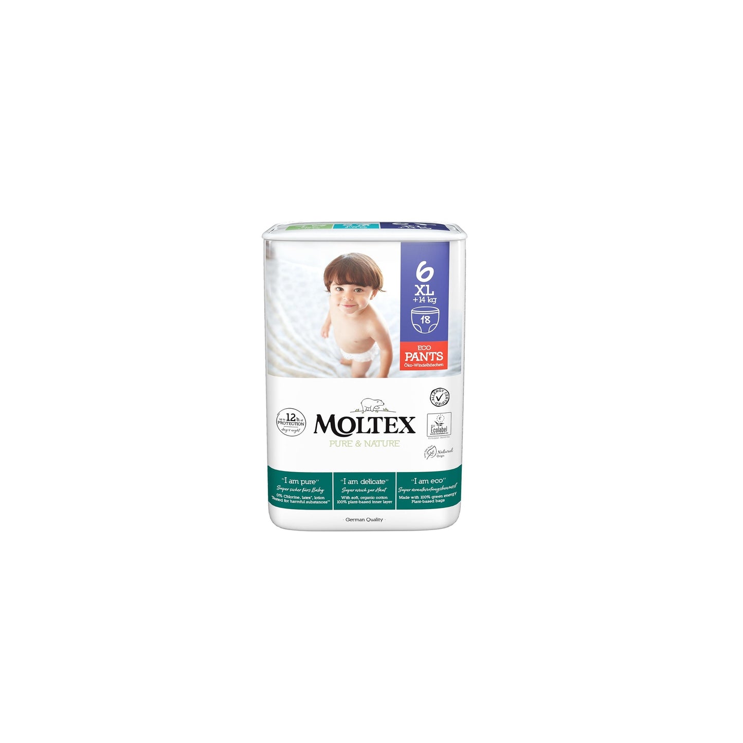 Calça Moltex Pure &amp; Nature T6 (+14 kg), 18 unidades