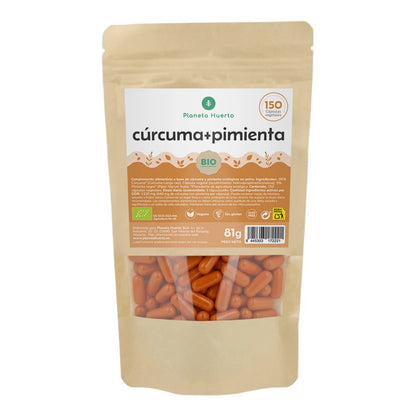 Cúrcuma + Pimenta BIO Planeta Huerto 150 cápsulas