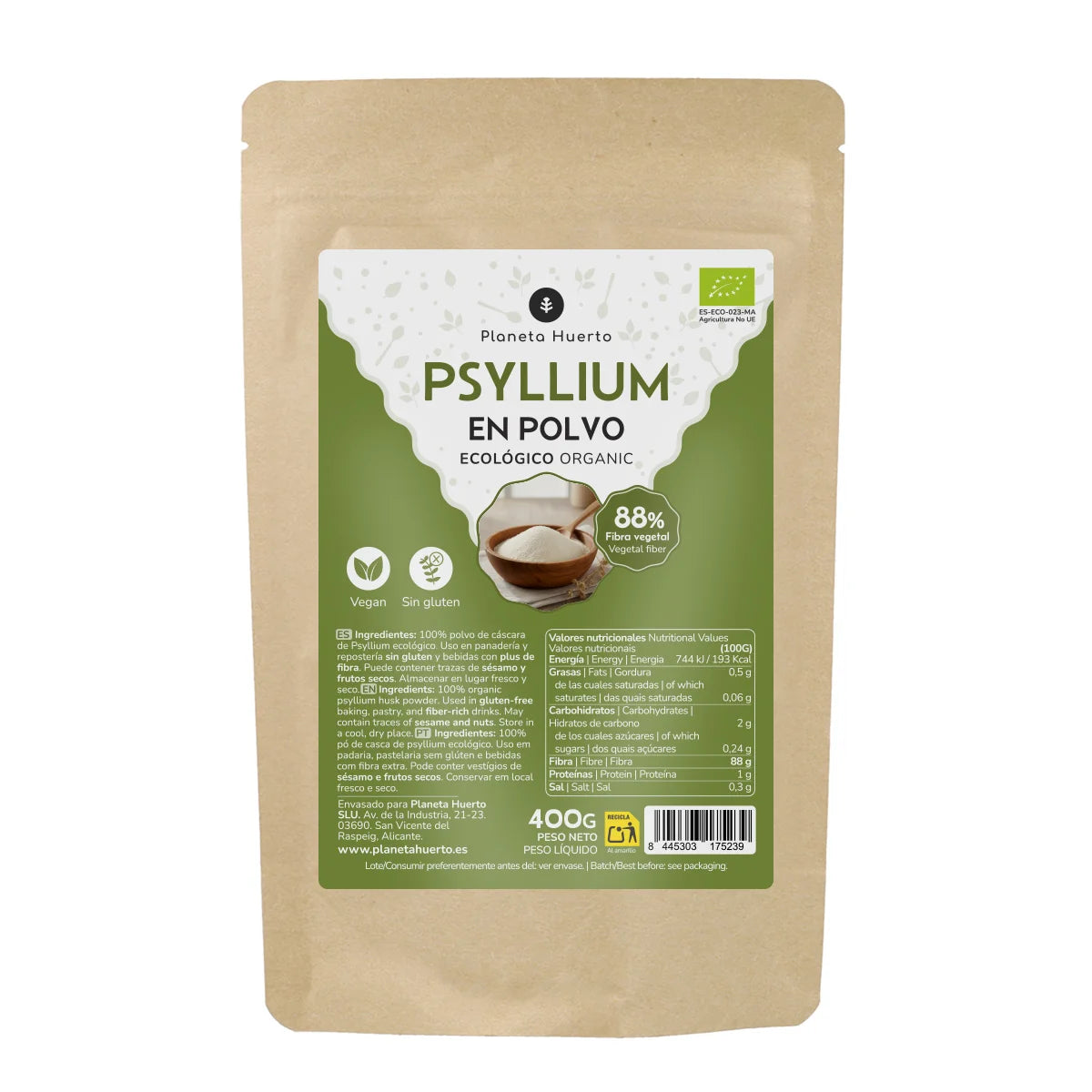 Psyllium em pó Eco Planeta Huerto 400 g