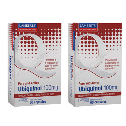 Embalagem com 2 Ubiquinol 100 mg. Puro e Ativo, Lamberts