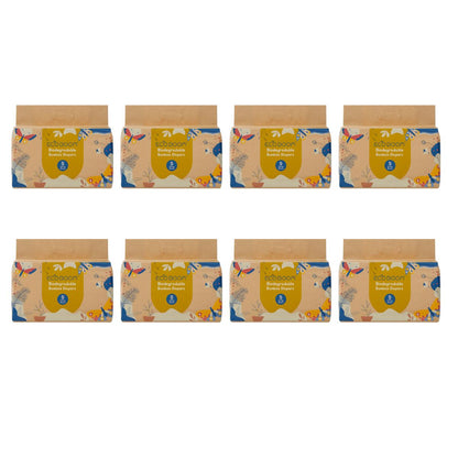 ECOBOOM - Fralda de Bambu Eco Boom. 70% biodegradável, hipoalergénica (tamanho 2/P, 3-8 kg, embalagem de 8 fraldas, total de 288 fraldas)