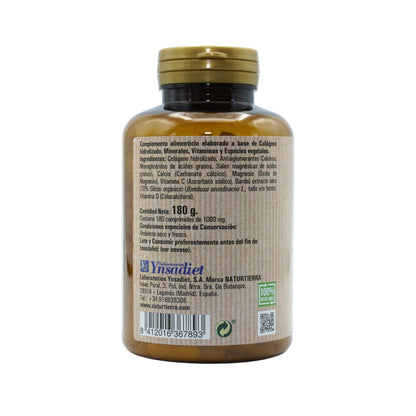 Colagénio com magnésio + silício orgânico + vitaminas C e D, 180 comprimidos. NaturTierra