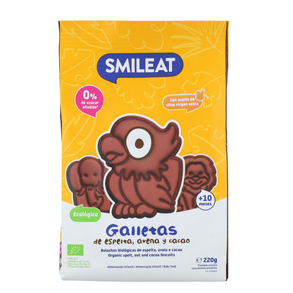 Biscoito Biológico de Espelta, Aveia e Cacau Smileat 220g