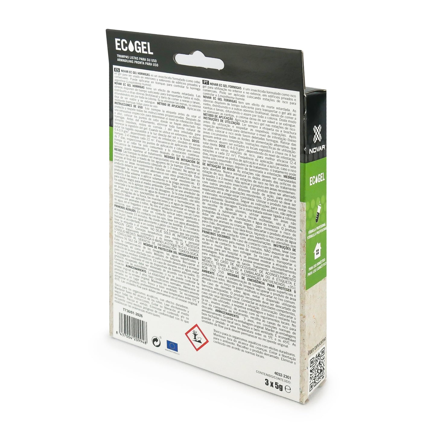 Armadilha para formigas Novar Ecogel 3 x 5 g