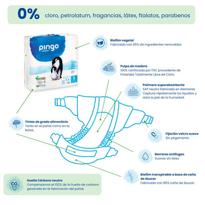 Embalagem de Fraldas Pingo T5 (12-25kg) 72 unidades
