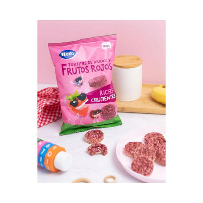 Pack de 7 bolinhos de arroz sem glúten com frutos vermelhos, 40 g - Hero Kids