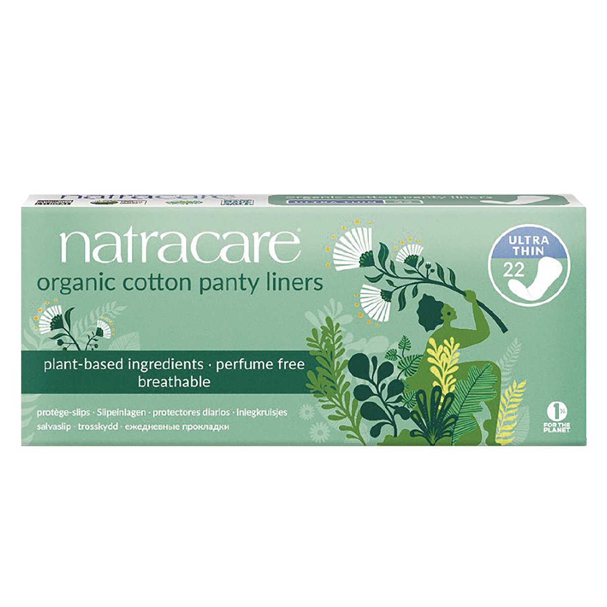 Protetores diários ultrafinos Natracare 100% algodão ecológico, 22 unidades