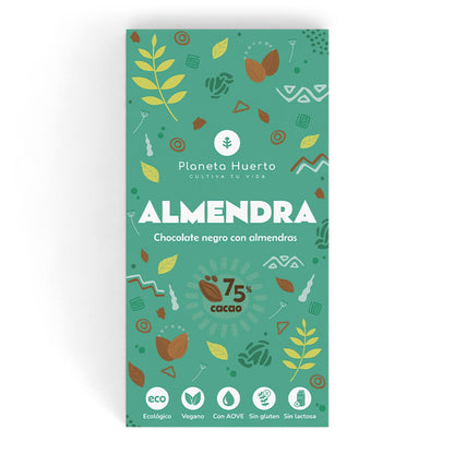 Barra de chocolate negro 75% com amêndoas ECO Planeta Huerto 70 g