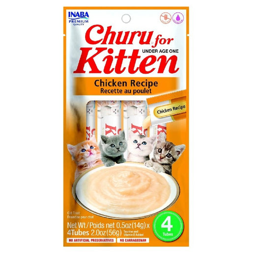 Receita de Frango Churu Kitten, Snack Cremoso para Gatos 4 x 14g