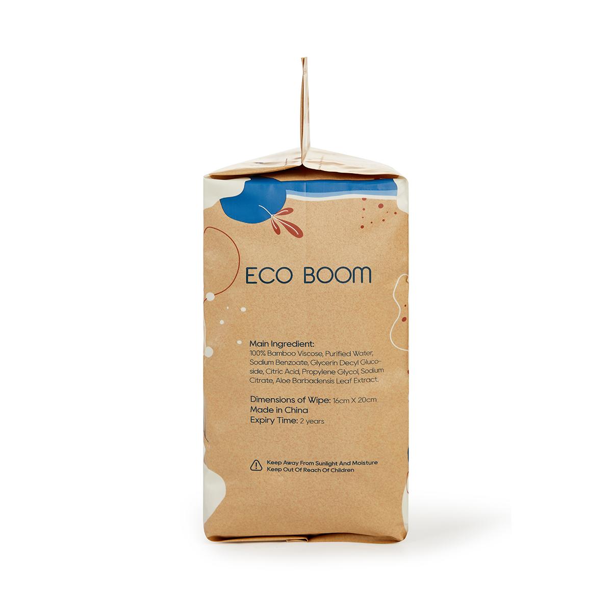 Pack de 4 toalhitas biodegradáveis ​​de bambu Ecoboom, 60 unidades