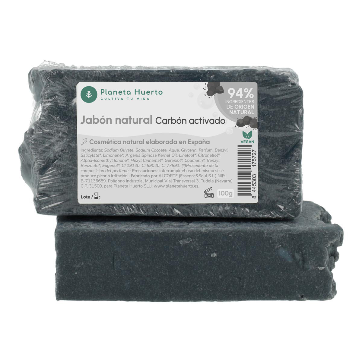 Sabonete natural à base de azeite e carvão ativado Planeta Huerto 100 g