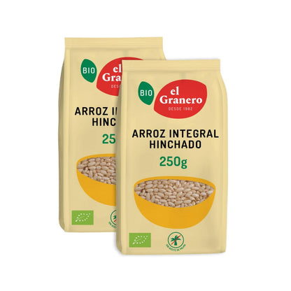Embalagem de 2 Arroz Integral Tufado El Granero, 250 g 