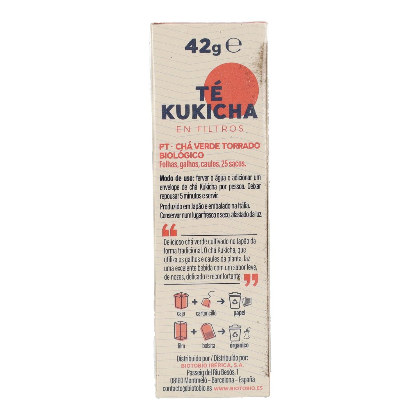 Chá Kukicha em filtro BIO La Finestra Sul Cielo 42 g